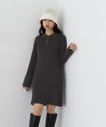 カラーミニワンピース　S　グレー SLY | BIG COLLOR ZIP UP 2P ショートワンピース (ワンピース