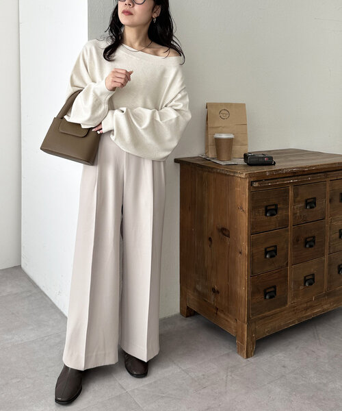 DISCOAT（ディスコート）の「モチモチワンショルプルオーバー《WEB限定カラーあり》（ニット/セーター・レディース・モカ/チャコールグレー/ブラウン/ブラック/オフホワイト・FREE）」の13枚目の写真