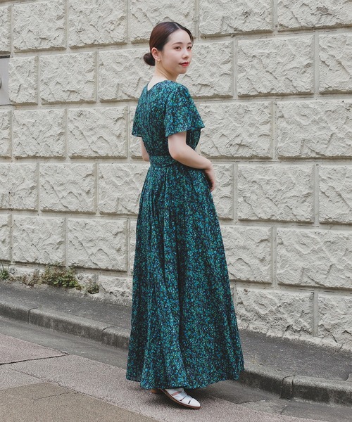 美品✨マリハ　マドモアゼルのドレス　トゥモローランド別注　花柄　ブルー　リボン付 別注】MARIHA×TOMORROWLAND マドモアゼルの