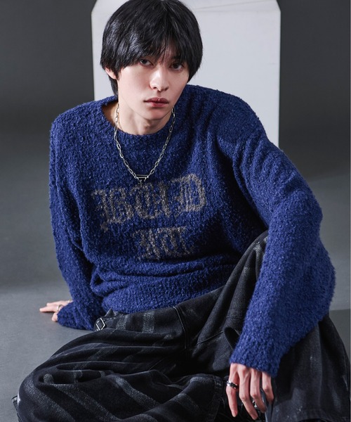 LOHEN ブークレコンパクトニット　ネイビー　フリーサイズ LOHEN ブークレコンパクトニット D.Navy 新品未使用