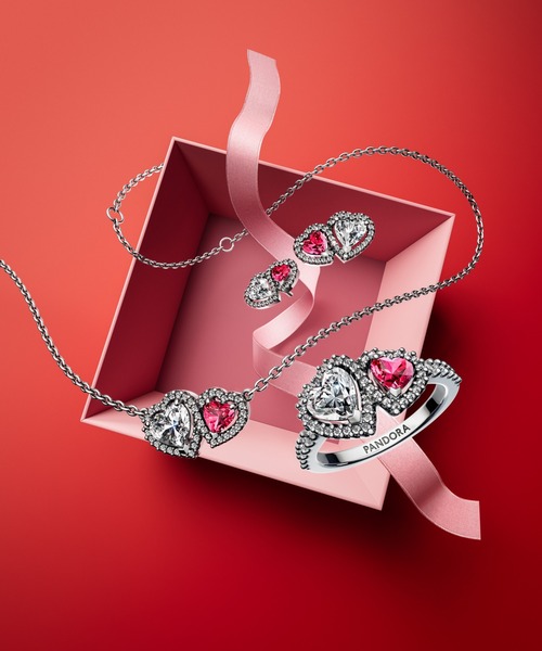 セール】ハロー ハート スタッド ピアス（ピアス（両耳用））｜Pandora