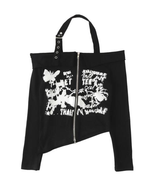 dispark（ディスパーク）の「DISPARK/Wジップグラフィックオフショルトップス（Tシャツ/カットソー・レディース・カーキ/ブラック・FREE）」の11枚目の写真