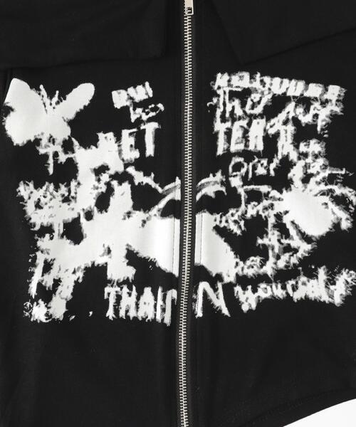 dispark（ディスパーク）の「DISPARK/Wジップグラフィックオフショルトップス（Tシャツ/カットソー・レディース・カーキ/ブラック・FREE）」の6枚目の写真