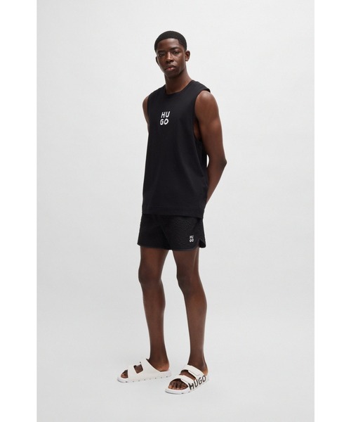 HUGO BOSS◆ダブルタッチ留めストラップ付きロゴサンダル HUGO - ロゴサンダル タッチクロージャー ダブルストラップ