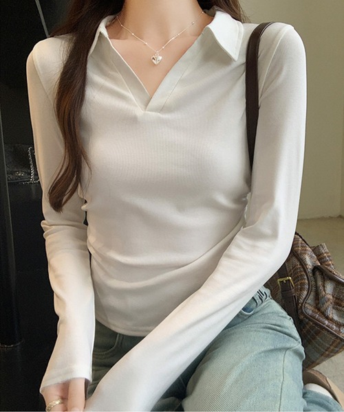オープンカラースキッパーロンT（Tシャツ/カットソー）｜AMAJI（アマジ）