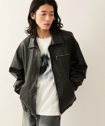 JUNRED | ダブルZIPシンセティックレザーブルゾン(ブルゾン)