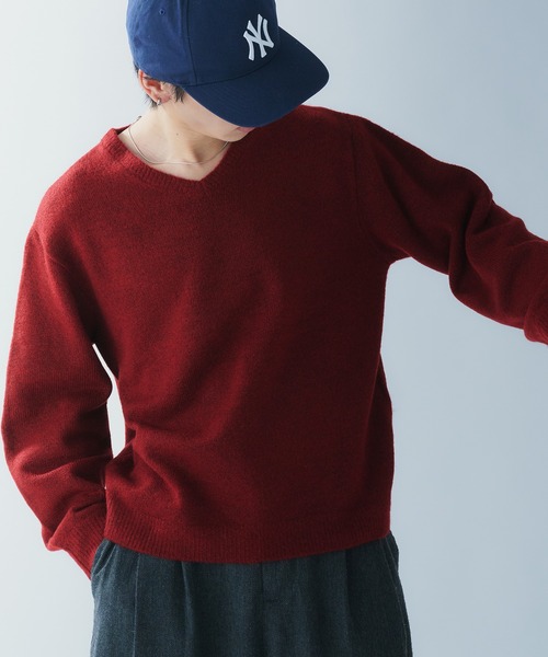Adoon plain(アドーンプレーン)の「SOFT TOUCH V NECK KNIT / ソフトタッチVネックニット(ニット/セーター・メンズ・ボルドー/グリーン/チャコールグレー・LARGE/MEDIUM)」の3枚目の写真
