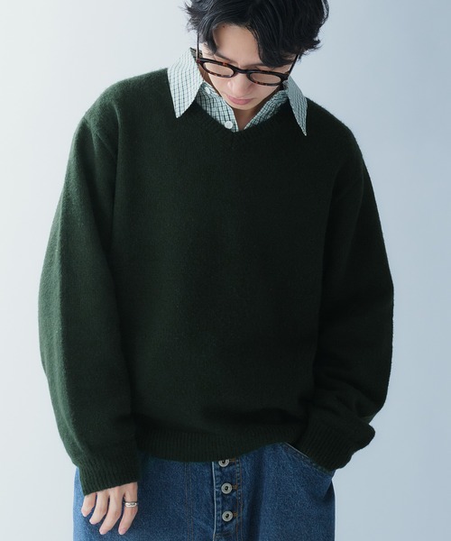 Adoon plain(アドーンプレーン)の「SOFT TOUCH V NECK KNIT / ソフトタッチVネックニット(ニット/セーター・メンズ・ボルドー/グリーン/チャコールグレー・LARGE/MEDIUM)」の9枚目の写真