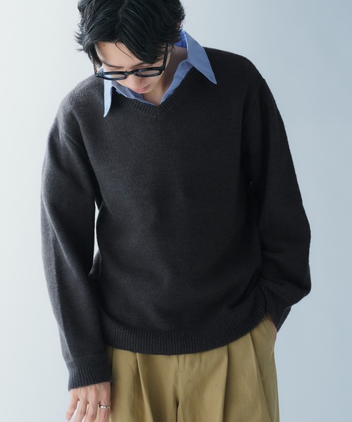 Adoon plain(アドーンプレーン)の「SOFT TOUCH V NECK KNIT / ソフトタッチVネックニット(ニット/セーター・メンズ・ボルドー/グリーン/チャコールグレー・LARGE/MEDIUM)」の14枚目の写真