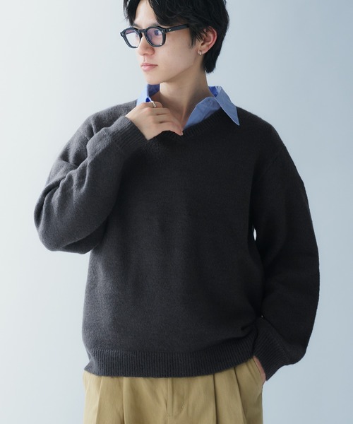 Adoon plain(アドーンプレーン)の「SOFT TOUCH V NECK KNIT / ソフトタッチVネックニット(ニット/セーター・メンズ・ボルドー/グリーン/チャコールグレー・LARGE/MEDIUM)」の16枚目の写真