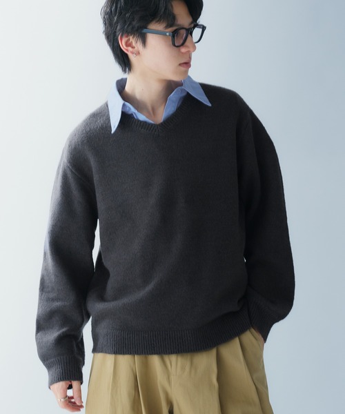 Adoon plain(アドーンプレーン)の「SOFT TOUCH V NECK KNIT / ソフトタッチVネックニット(ニット/セーター・メンズ・ボルドー/グリーン/チャコールグレー・LARGE/MEDIUM)」の17枚目の写真