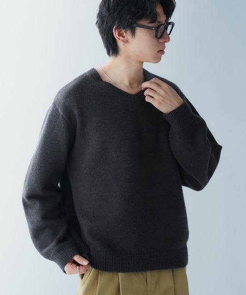 Adoon plain(アドーンプレーン)の「SOFT TOUCH V NECK KNIT / ソフトタッチVネックニット(ニット/セーター・メンズ・ボルドー/グリーン/チャコールグレー・LARGE/MEDIUM)」の5枚目の写真