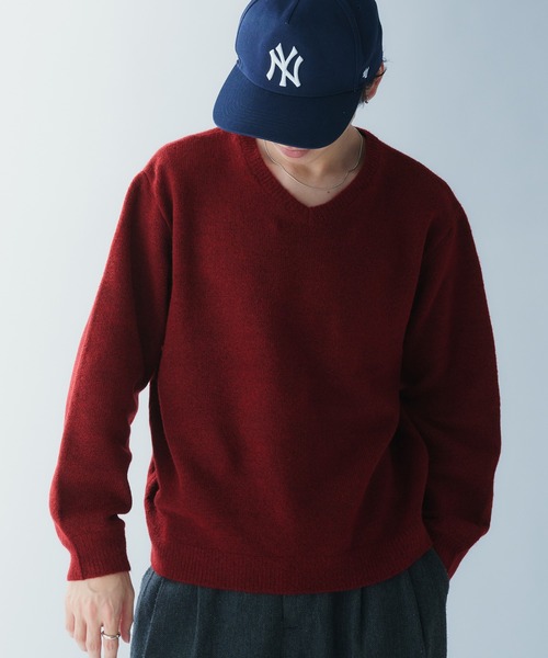 Adoon plain(アドーンプレーン)の「SOFT TOUCH V NECK KNIT / ソフトタッチVネックニット(ニット/セーター・メンズ・ボルドー/グリーン/チャコールグレー・LARGE/MEDIUM)」の7枚目の写真