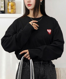 ワンポイント刺繍が大人可愛いゆったりロングスリーブT