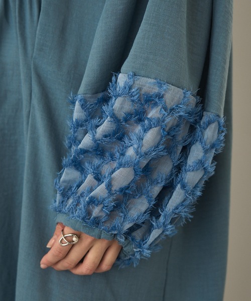 MAGASIN DE MODE Chou Chou(マガジンデモードシュシュ)の「【MAGASIN DE MODE Chou Chou】リネンライクデコルテワンピース trc※(ワンピース・レディース・ブラック/ホワイト/ブルー・FREE)」の14枚目の写真
