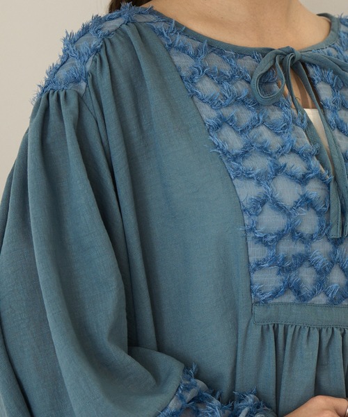 MAGASIN DE MODE Chou Chou(マガジンデモードシュシュ)の「【MAGASIN DE MODE Chou Chou】リネンライクデコルテワンピース trc※(ワンピース・レディース・ブラック/ホワイト/ブルー・FREE)」の15枚目の写真