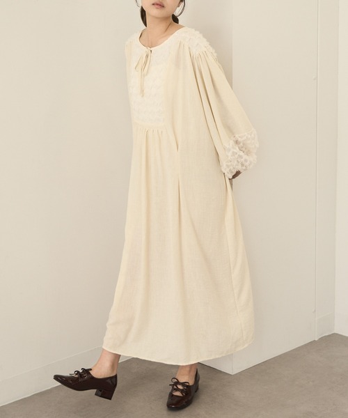 chou chou SELECTヴィンテージ加工ウエスト切替ワンピース chou chou SELECTヴィンテージ加工ウエスト切替ワンピース