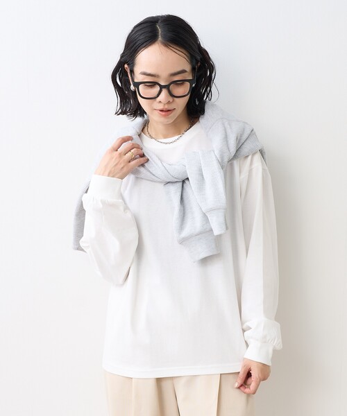 FREAK'S STORE(フリークスストア)の「【セットアイテム】ワッフルヘンリー ロンTセット(Tシャツ/カットソー・レディース・オフホワイト/ピンク/チャコール/グレー・フリ-)」の11枚目の写真