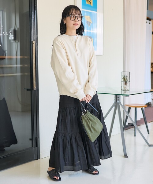 FREAK'S STORE(フリークスストア)の「【セットアイテム】ワッフルヘンリー ロンTセット(Tシャツ/カットソー・レディース・オフホワイト/ピンク/チャコール/グレー・フリ-)」の14枚目の写真