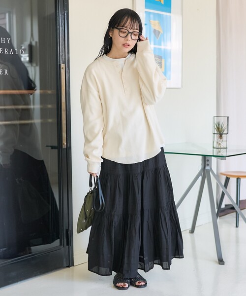 FREAK'S STORE(フリークスストア)の「【セットアイテム】ワッフルヘンリー ロンTセット(Tシャツ/カットソー・レディース・オフホワイト/ピンク/チャコール/グレー・フリ-)」の16枚目の写真