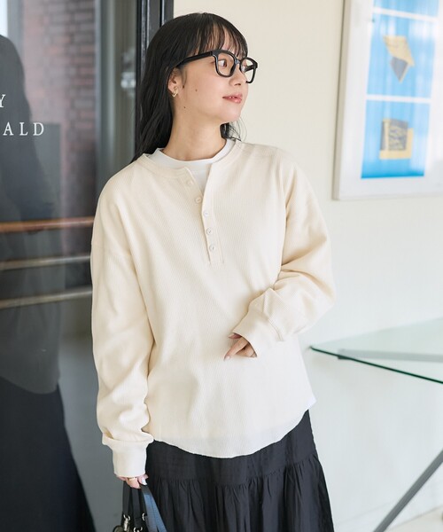 FREAK'S STORE(フリークスストア)の「【セットアイテム】ワッフルヘンリー ロンTセット(Tシャツ/カットソー・レディース・オフホワイト/ピンク/チャコール/グレー・フリ-)」の17枚目の写真