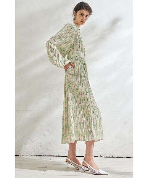 Estella.K（エステラケー）の「Jane Belted Dress プリーツプリントドレス（ワンピース・レディース・ネイビー系/レッド系/オレンジ系/グリーン系/ピンク系・FREE）」の11枚目の写真