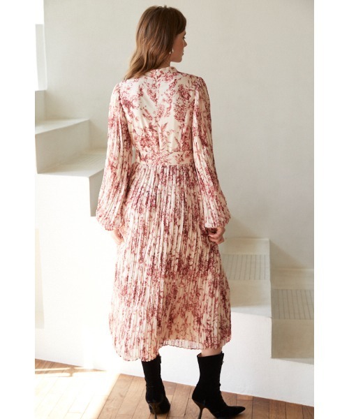 Jane Belted Dress プリーツプリントドレス（ワンピース）｜Estella.K