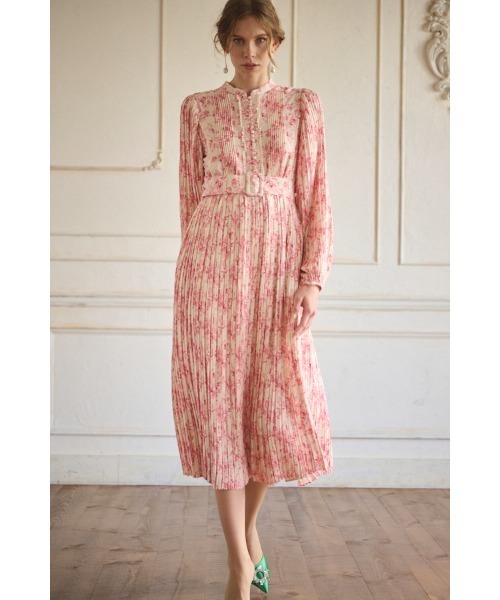 Estella.K Jane Belted ORG FLOWERワンピ Estella.K ワンピース Jane Belted Dress プリーツプリント