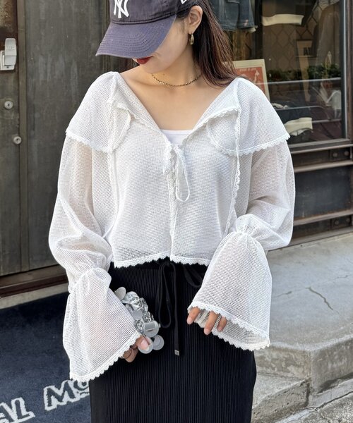 セール】【HELLO.SANFRANCISCO】メッシュレースボレロブラウス
