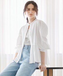 セール】【洗える】コットンエンブロイダリー クロップド ブラウス