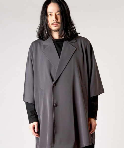 NO ID.（ノーアイディ）の「【NO ID.】Back Tuck Double Breasted Poncho / バック タック ダブル ブレスト ポンチョ（ポンチョ・メンズ・グレー/ブラック/ブルーグリーン・ONE SIZE）」の17枚目の写真