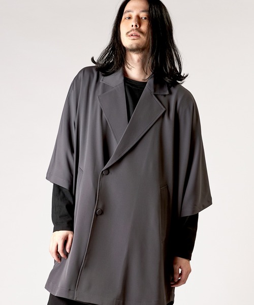 NO ID.（ノーアイディ）の「【NO ID.】Back Tuck Double Breasted Poncho / バック タック ダブル ブレスト ポンチョ（ポンチョ・メンズ・グレー/ブラック/ブルーグリーン・ONE SIZE）」の18枚目の写真