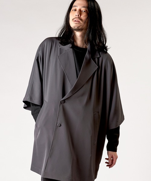 NO ID.（ノーアイディ）の「【NO ID.】Back Tuck Double Breasted Poncho / バック タック ダブル ブレスト ポンチョ（ポンチョ・メンズ・グレー/ブラック/ブルーグリーン・ONE SIZE）」の19枚目の写真