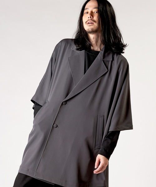 NO ID.（ノーアイディ）の「【NO ID.】Back Tuck Double Breasted Poncho / バック タック ダブル ブレスト ポンチョ（ポンチョ・メンズ・グレー/ブラック/ブルーグリーン・ONE SIZE）」の20枚目の写真