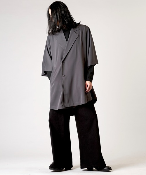 NO ID.（ノーアイディ）の「【NO ID.】Back Tuck Double Breasted Poncho / バック タック ダブル ブレスト ポンチョ（ポンチョ・メンズ・グレー/ブラック/ブルーグリーン・ONE SIZE）」の21枚目の写真