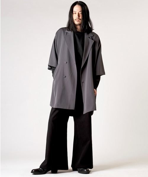 NO ID.（ノーアイディ）の「【NO ID.】Back Tuck Double Breasted Poncho / バック タック ダブル ブレスト ポンチョ（ポンチョ・メンズ・グレー/ブラック/ブルーグリーン・ONE SIZE）」の22枚目の写真