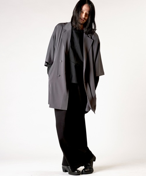 NO ID.（ノーアイディ）の「【NO ID.】Back Tuck Double Breasted Poncho / バック タック ダブル ブレスト ポンチョ（ポンチョ・メンズ・グレー/ブラック/ブルーグリーン・ONE SIZE）」の12枚目の写真