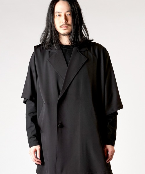 NO ID.（ノーアイディ）の「【NO ID.】Back Tuck Double Breasted Poncho / バック タック ダブル ブレスト ポンチョ（ポンチョ・メンズ・グレー/ブラック/ブルーグリーン・ONE SIZE）」の13枚目の写真