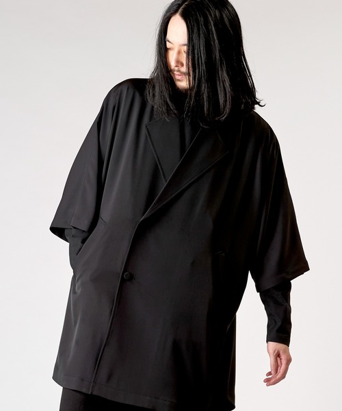 NO ID.（ノーアイディ）の「【NO ID.】Back Tuck Double Breasted Poncho / バック タック ダブル ブレスト ポンチョ（ポンチョ・メンズ・グレー/ブラック/ブルーグリーン・ONE SIZE）」の16枚目の写真