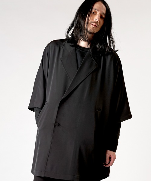 NO ID.（ノーアイディ）の「【NO ID.】Back Tuck Double Breasted Poncho / バック タック ダブル ブレスト ポンチョ（ポンチョ・メンズ・グレー/ブラック/ブルーグリーン・ONE SIZE）」の5枚目の写真