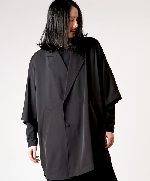 NO ID.（ノーアイディ）の「【NO ID.】Back Tuck Double Breasted Poncho / バック タック ダブル ブレスト ポンチョ（ポンチョ・メンズ・グレー/ブラック/ブルーグリーン・ONE SIZE）」の6枚目の写真