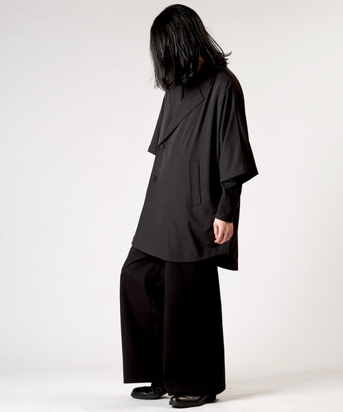 NO ID.（ノーアイディ）の「【NO ID.】Back Tuck Double Breasted Poncho / バック タック ダブル ブレスト ポンチョ（ポンチョ・メンズ・グレー/ブラック/ブルーグリーン・ONE SIZE）」の7枚目の写真