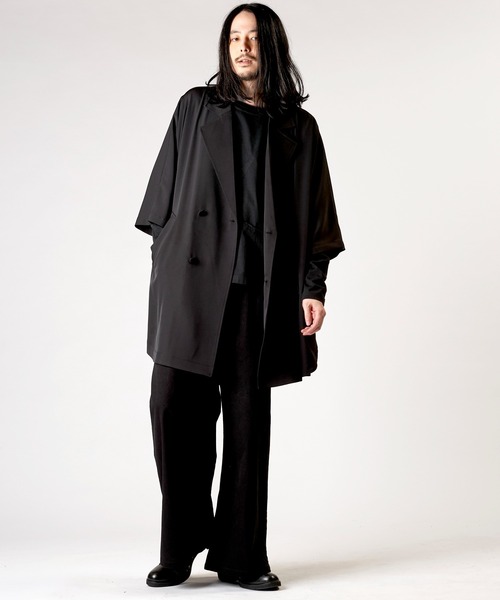 NO ID.（ノーアイディ）の「【NO ID.】Back Tuck Double Breasted Poncho / バック タック ダブル ブレスト ポンチョ（ポンチョ・メンズ・グレー/ブラック/ブルーグリーン・ONE SIZE）」の9枚目の写真