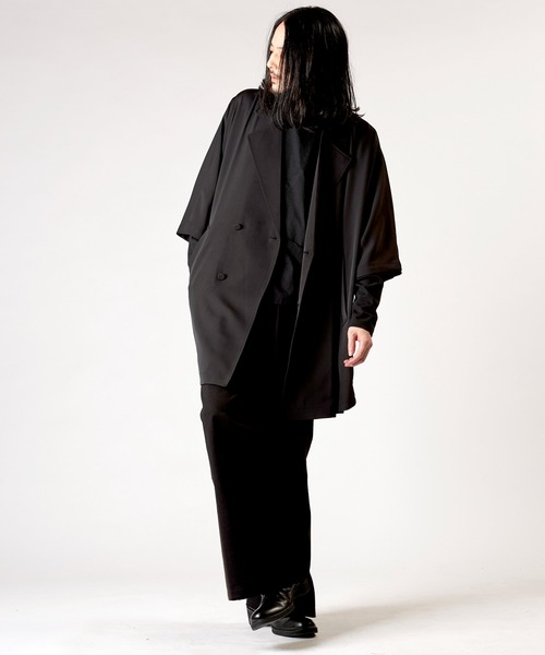 NO ID.（ノーアイディ）の「【NO ID.】Back Tuck Double Breasted Poncho / バック タック ダブル ブレスト ポンチョ（ポンチョ・メンズ・グレー/ブラック/ブルーグリーン・ONE SIZE）」の10枚目の写真