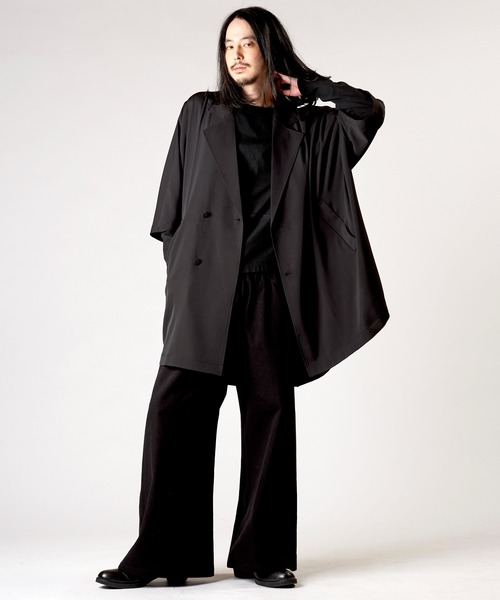 NO ID.（ノーアイディ）の「【NO ID.】Back Tuck Double Breasted Poncho / バック タック ダブル ブレスト ポンチョ（ポンチョ・メンズ・グレー/ブラック/ブルーグリーン・ONE SIZE）」の4枚目の写真