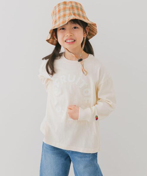 FRUIT OF THE LOOM（フルーツオブザルーム）の「『別注』FRUIT OF THE LOOM×DOORS　サークルロゴ長袖Tシャツ(KIDS)（Tシャツ/カットソー・キッズ・ブラウン/オフホワイト/ピンク・120/105/150/135）」の4枚目の写真
