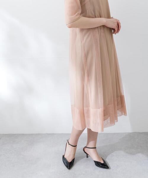 セール】kaene シャンブレーキャミドッキングドレス(sh)（ワンピース