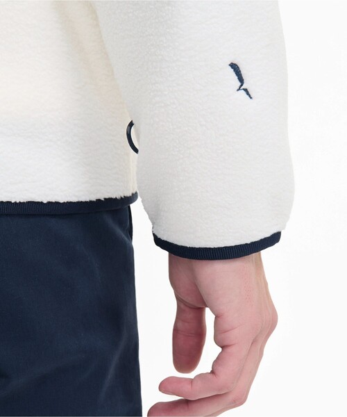 AIGLE(エーグル)の「ワンポイント刺繍ロゴ スタンドネック シェルパボアフリース T-KIT(ブルゾン・メンズ・ホワイト/モスグリーン・XL/L/M/S)」の13枚目の写真