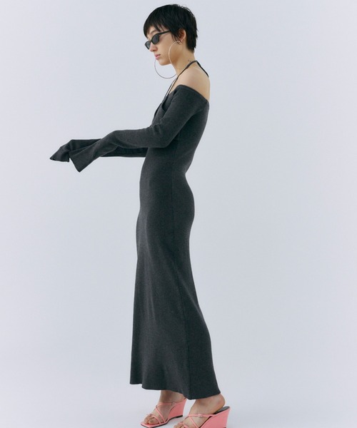 Rebecca Vallance オフショルダー ニット ドレス ワンピース セール】OFF SHOULDER KNITDRESS/オフショルダーニットドレス