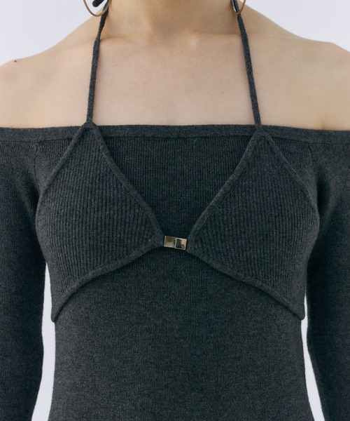 JOSE MOON(ジョゼムーン)の「OFF SHOULDER KNITDRESS/オフショルダーニットドレス(ワンピース・レディース・グレー/ブラック/レッド・FREE)」の13枚目の写真